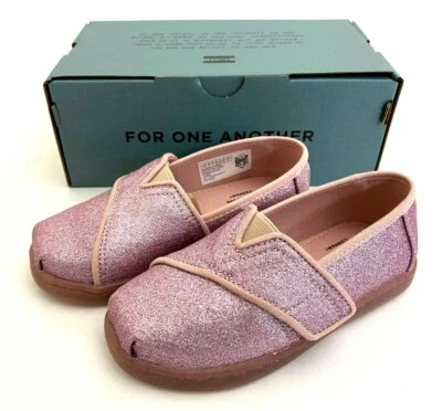 Toms Kids Girl's Little Kid Toddle Youth Classic Ballet Pink Glitter Shoe Size 6 - Image 1 of 2