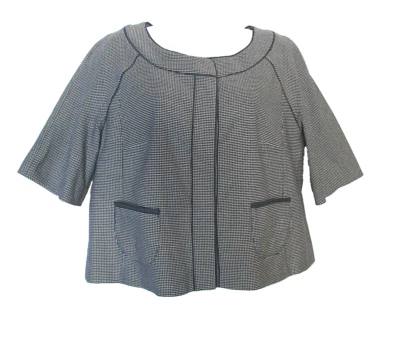 Chaqueta oscilante Ann Taylor LOFT para mujer azul a cuadros manga 3/4 frontal a presión talla 10 Foto 1 de 4