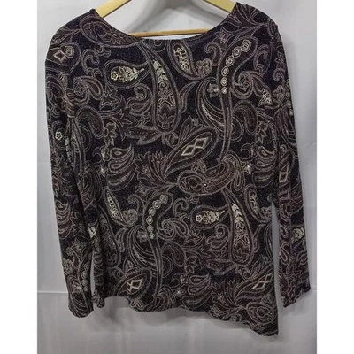 Top Libra Mujer Paisley Metálico Manga Larga XL Hecho en Canadá Foto 1 de 4
