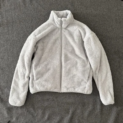 Chaqueta Uniqlo Mujer S Cremallera Completa Polar Oso de Peluche Gris Acogedora Cálida Sherpa Foto 1 de 4