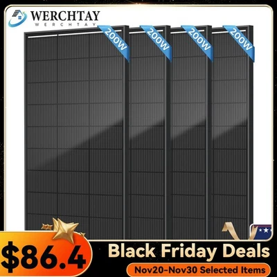 200W 400W 800W 1000W Watt Mono Solar Panel 12V Off-Grid Battery Charger  RV Home - Image 1 of 4