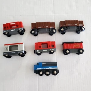 BRIO World Train Lot Of 7 Wooden Intercity Car Blue Train Engine KB 324 KB 10250 - Picture 1 of 9