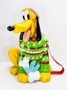 Suéter Verde Navidad Parques Disney Plutón Azul Arco Palomitas Cubo y Correa Roja - Imagen 1 de 7