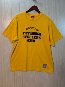 Reebok Pittsburgh Steelers ‘Property Of Steelers’ Yellow T-shirt Tagged Men’s L - Picture 1 of 6