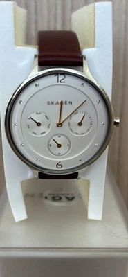 NEW - Skagen SKW2394 Anita Silver Dial Leather Strap Multifunction Women's Watch - Image 1 of 4