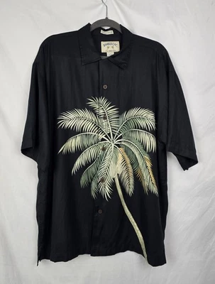 Bamboo Cay 精美度假装丝绸棉纽扣夏威夷度假衬衫 尺寸 L — 第 1/4 张图片