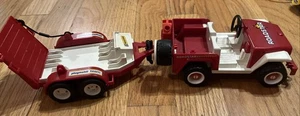 Vintage 1988 Playmobile 3143 Roadstar Jeep with Trailer Toy Red 2 Piece Collect - Picture 1 of 11