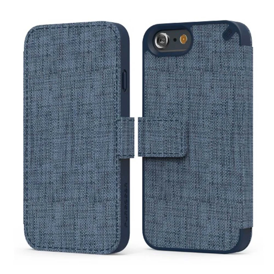 Funda Para Apple iPhone 6 6S Por Puregear Express Folio Azul Marino Billetera Cubierta Abatible Foto 1 de 3