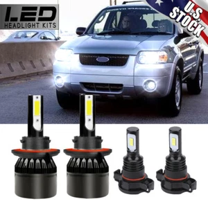 For Ford Escape 2008-2012 - 4Pc White LED Headlights + Fog Light Bulbs Combo Kit - Picture 1 of 12