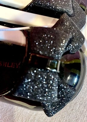 NWT Laura Ashley Baby Black  Shimmer Maryjane Crib Shoes With Bow Size 3-6 Mos - Image 1 of 4