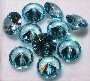 Topaz Blue Cubic Zirconia 1mm - 12mm Round Loose Stones Very Best Quality - Picture 1 of 9