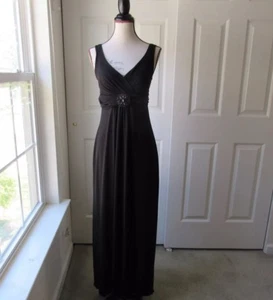 Talla: S Maxi Vestido Negro Adorno con Cuentas Sin Mangas Busto Acolchado Para Mujer  - Imagen 1 de 12