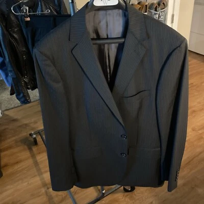 Traje de hombre Tallia negro a rayas 2 botones chaqueta 42R 36/30 pantalón como nuevo Foto 1 de 4