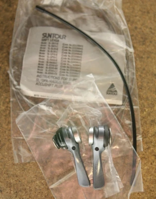 Vintage NOS NEW SunTour GPX 6 - 7 speed downtube shifters shifter set w. cables - Image 1 of 4