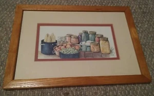 VTG 13x9 Art Piece Print Canning Jars  Veggies 1992 Home Interiors? - Picture 1 of 2
