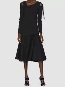 $1595 Prabal Gurung Women's Black Solid Gioia Long Sleeve Cut Out Dress Size 12 - Picture 1 of 4