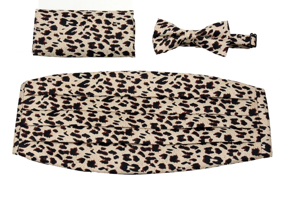 Conjunto de pañuelos de pajarita con estampado animal de leopardo para hombre formales fiestas bodas Foto 1 de 4