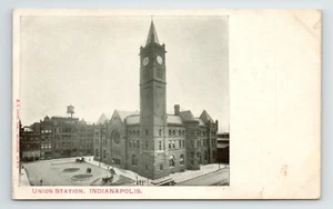 1909 Union Station Railroad Depot Postcard Indianapolis Indiana IN UDB VTG Kropp - Imagen 1 de 2