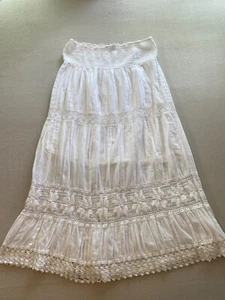 Gonna midi Raviya A-Line donna piccola bianca a strati uncinetto pizzo pull on - Foto 1 di 9