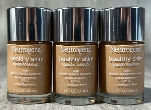 3 Neutrogena Healthy Skin Liquid Makeup Foundation SPF20 105 Caramel - NEW - Picture 1 of 5
