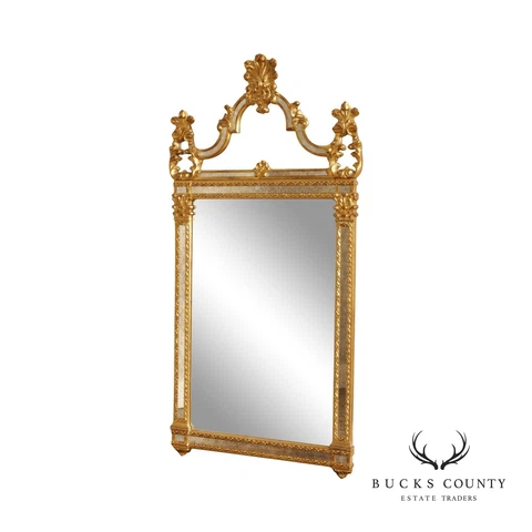 LaBarge Italian Rococo Style Giltwood Carved Wall Mirror Cover