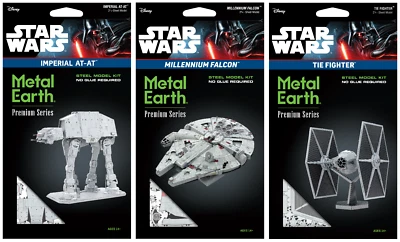 Fascinations ICONX Star Wars AT-AT & FALCON TIE FIGHTER Metal Earth 3D Model Kit - Image 1 of 4