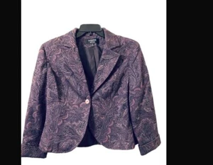 Signature by Larry Levine Purple Paisley Print Collar Notched Blazer. - Picture 1 of 4