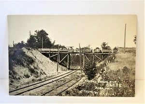 RPPC Alba Michigan D&C Railroad Highway Bridge Early 1900's Antique Postcard - Picture 1 of 7