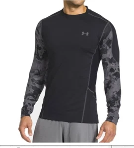 under armour ua mens evo coldgear fitted hybrid long sleeve shirt black gray s - Picture 1 of 2