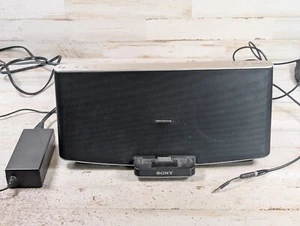 Sony RDP-X200iP Bluetooth Speaker iPod Dock w AUX Jack Input Black Silver Tested - Picture 1 of 8