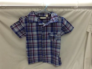 Jojo Maman Bebe Boys Blue/Red Plaid Cotton Shirt Size 12 To 18 Months - Picture 1 of 1