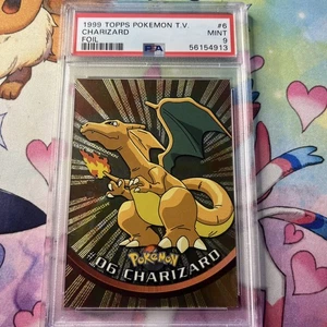 1999 Topps Pokémon T.V Charizard #6 Foil Black Logo PSA 9 MINT - Picture 1 of 6