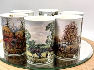 Danbury Mint Mugs 6 Tea Coffee Days on The Farm Porcelain Michael Herring - Picture 1 of 18