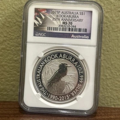 Australia 2015P plata $1 Cucaburra 25 aniversario NGC MS 70 P25 Foto 1 de 2