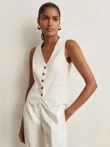 Reiss Millie Weste Creme UK 4 - Bild 1 von 4