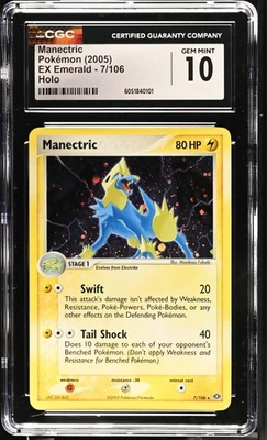 CGC 10 GEM MINT Manectric 2005 EX Emerald 7/106 Holo Pokemon Card - Image 1 of 2