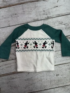 Jumping Beans Disney Boys Mickey Mouse Long Sleeve Christmas Pullover 18 Mo - Picture 1 of 4