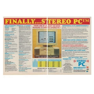 Stereo PC Compturer 2 Page Vintage Print Ad 1993 Frederick MD Original - Picture 1 of 4