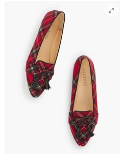 Talbots Women’s Size 9M Francesca Driving Flats Plaid Tartan Print Bow Tassels - Imagen 1 de 7