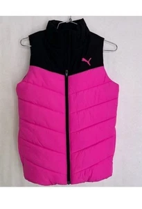 Puma medium girls pink black vest jacket - Picture 1 of 3