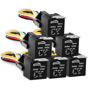 6 Stück KFZ Relais Kabelbaum Set 5-polig 30/40A 12V SPDT mit Verriegelungsr... - Bild 1 von 4