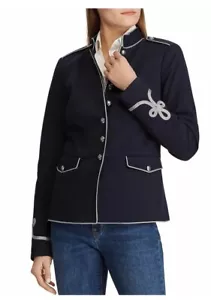 Ralph Lauren $345 Officer's Military Twill soutache trim jacket blazer Navy Sz 4 - Picture 1 of 8