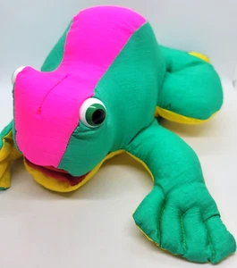 Puffalump Nylon Rana Peluche Marioneta Desplegable Lengua Chirrido Neón 1991 - DE COLECCIÓN - Imagen 1 de 19