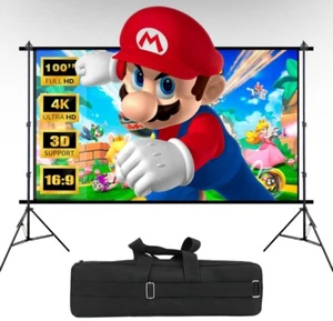 100 inch Outdoor Projector Screen with Foldable Stand 16:9 4K Ultra HD Display - Picture 1 of 7