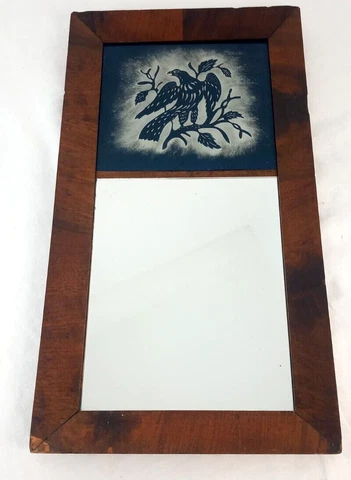 Vintage Mirror Wall Hanging Colonial Eagle Primitive Wood Framed Everlast Blue Cover