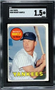 1969 Topps #500 Mickey Mantle Nachname in gelb New York Yankees SGC GRADE 1,5 - Bild 1 von 3