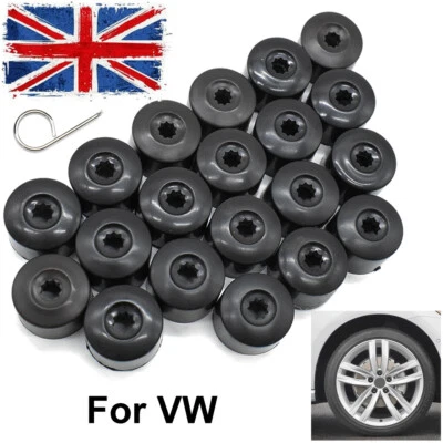 For VW Golf Jetta Passat 20x Wheel Lug Nut Cover Caps 28mm w/ Dismantle Tool UK - Image 1 of 4