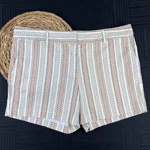 Dalia Womens 12 Beige Brown Tribal Aztec Boho Cotton Stretch Chino Shorts - Picture 1 of 8