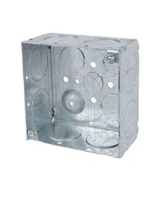 Steel City® 4 in. Square Box, Steel, 2-1/8 in. D., (13) Knockouts, 30.3 cu. in. - Picture 1 of 2