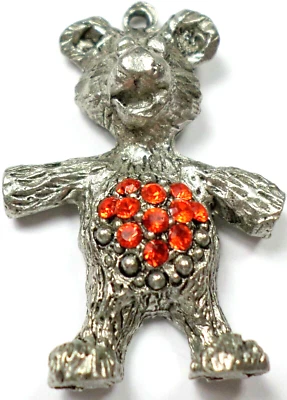 施华洛世奇水晶风信子橙色水钻泰迪熊吊坠发现 34x22 毫米 — 第 1/4 张图片